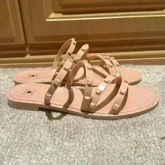 Shade & Shore Blush Liv Jelly Strappy Slide Studded Sandals Size 8 - Picture 3 of 3